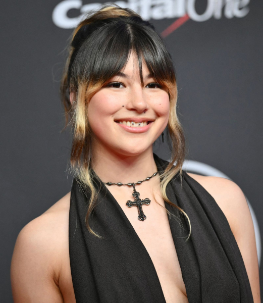 Alysa Liu wearing a black halter dress